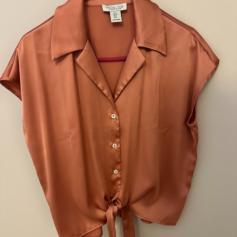 Rachel Zoe button down front tie shirt